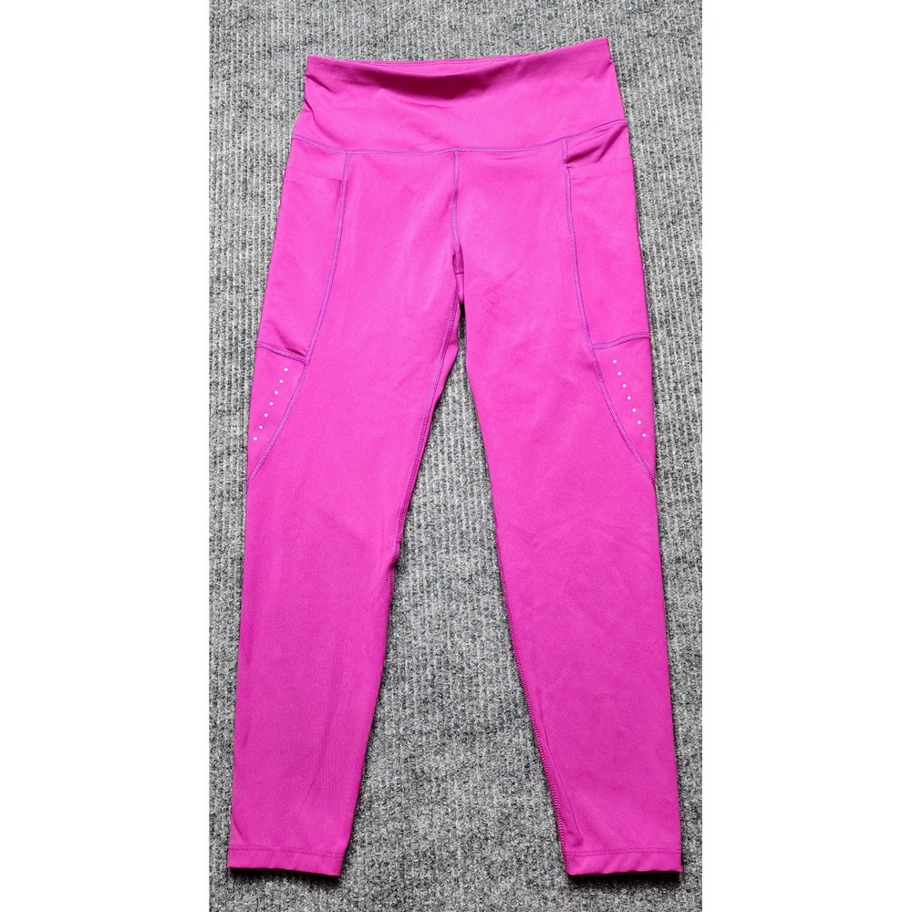 Layer 8 Womens Magenta Pink Qwick-Dry High Waisted Leggings with Pockets Size S